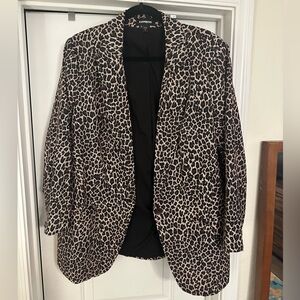 Express Leopard Print One Button Blazer
